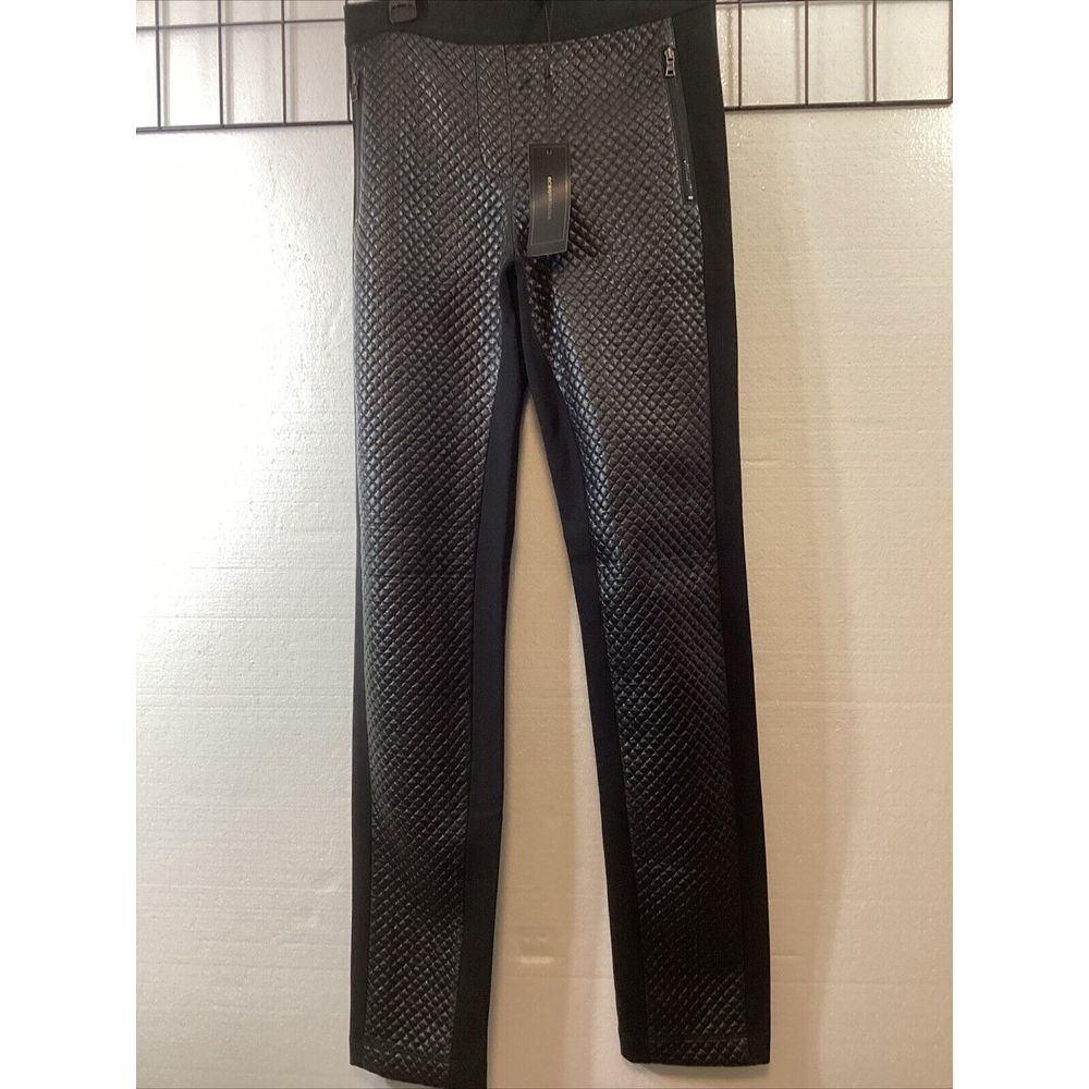 BCBGMAXAZRIA Women S BLACK NICOLAS QUILTED FAUX LEATHER PANT 58876 - Picture 9 of 9